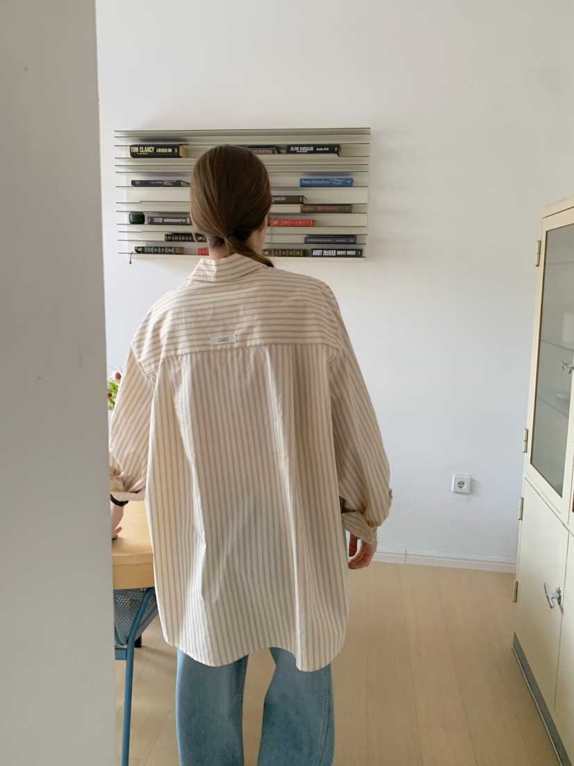 LEGACY韓國直郵女裝新款熱賣職業時尚休閑襯衫蕾絲衫條紋LEGACY襯衫/蕾絲衫