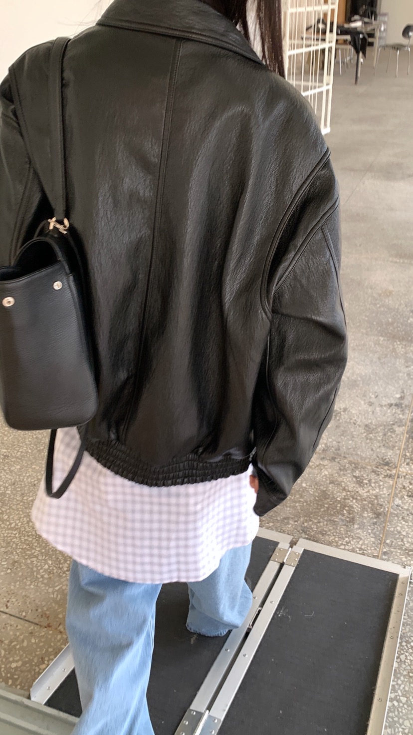 OVER RICH東大門代購女士新品26春夏職業休閑人氣皮衣皮革OVER RICH皮衣