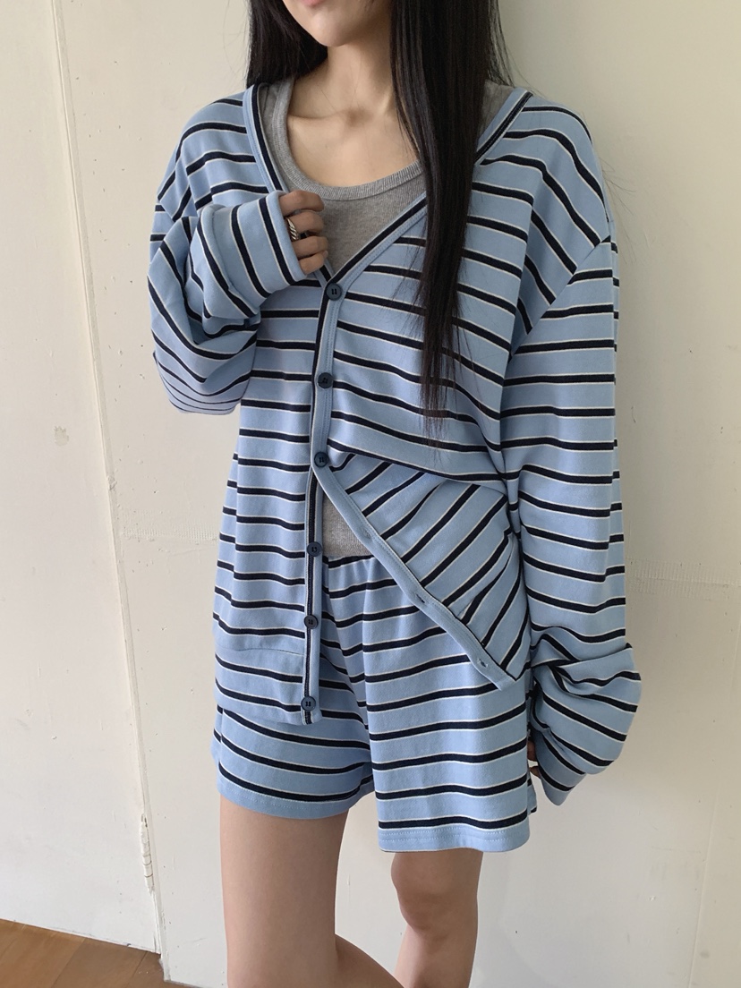 COME OPEN/HAPER韓國代購女裝新品職業26春夏長袖T恤條紋COME OPEN/HAPER長袖T恤