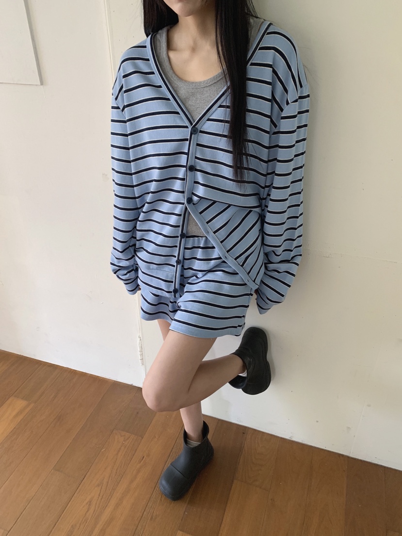 COME OPEN/HAPER韓國代購女裝新品職業26春夏長袖T恤條紋COME OPEN/HAPER長袖T恤