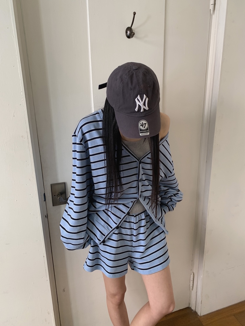 COME OPEN/HAPER韓國代購女裝新品職業26春夏長袖T恤條紋COME OPEN/HAPER長袖T恤