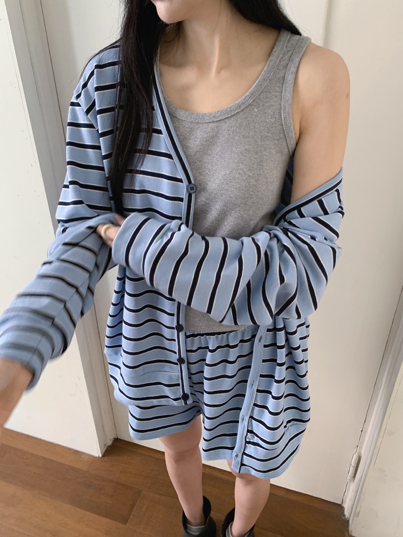 COME OPEN/HAPER韓國代購女裝新品職業26春夏長袖T恤條紋COME OPEN/HAPER長袖T恤