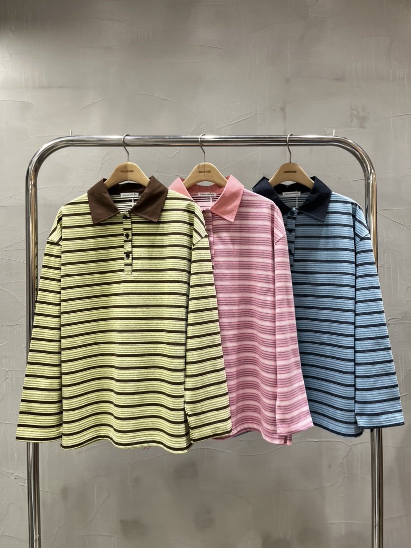 INSSENSE-A東大門實拍女裝新品人氣熱賣長袖T恤復古條紋INSSENSE-A長袖T恤