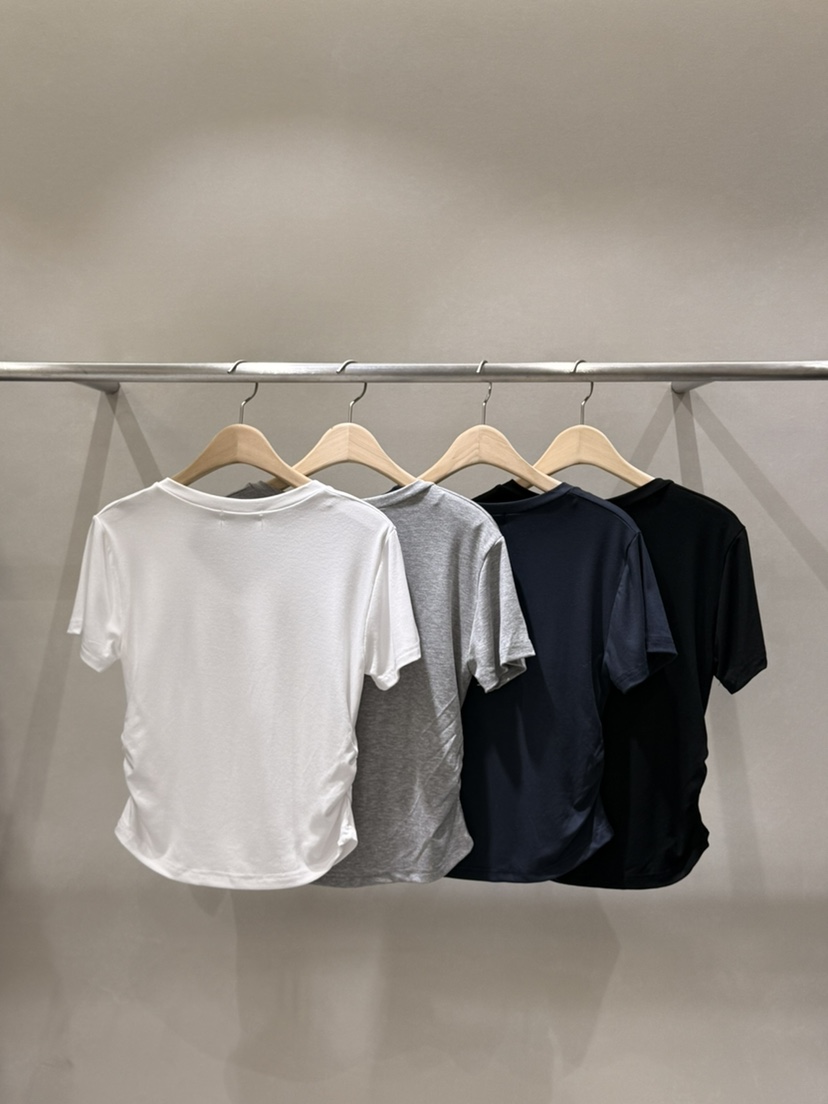 LAVIEU韓國直郵女士新款推薦休閑時尚真品26春夏T恤V領褶皺LAVIEUT恤