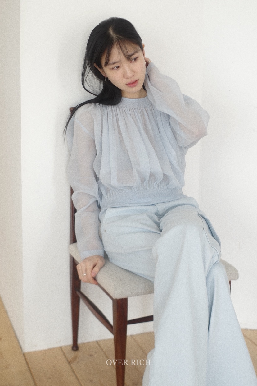 OVER RICH韓國代購女裝新品推薦休閑職業襯衫蕾絲衫透視OVER RICH襯衫/蕾絲衫