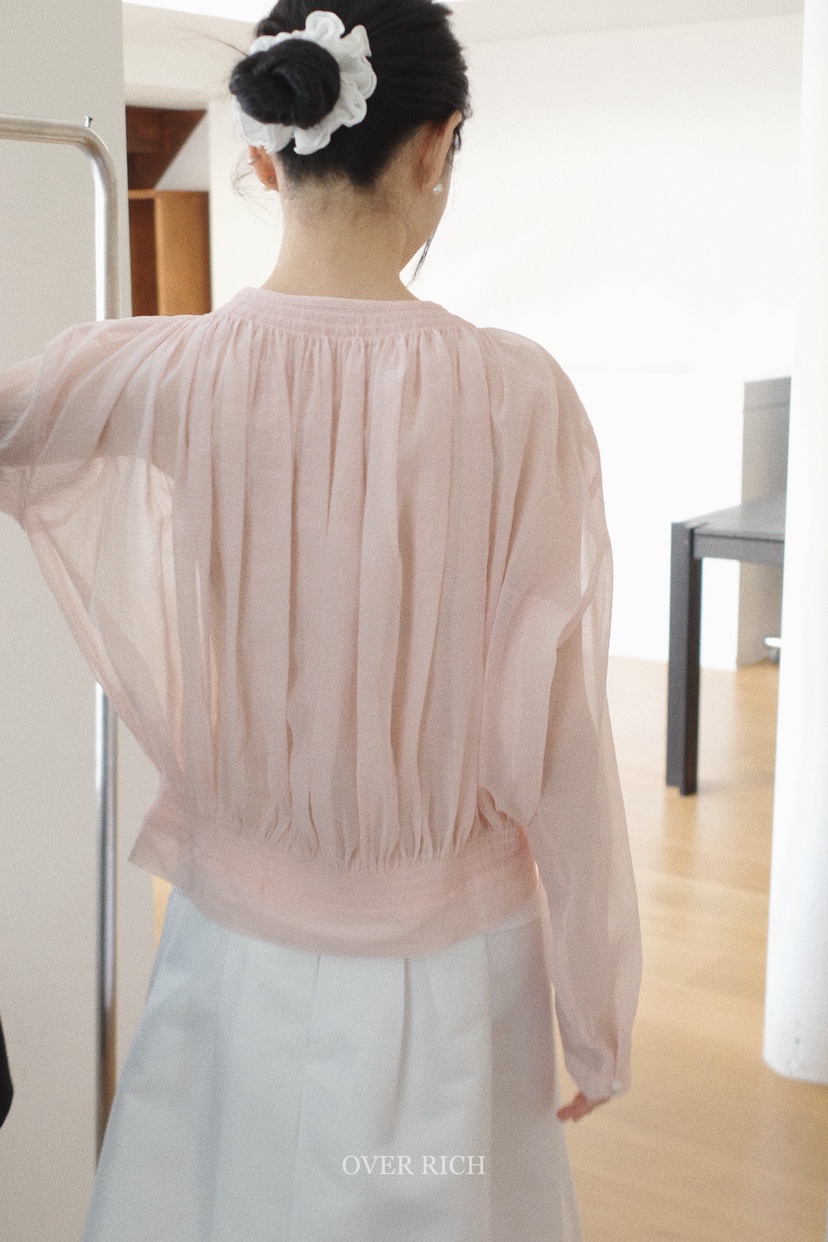 OVER RICH韓國代購女裝新品推薦休閑職業襯衫蕾絲衫透視OVER RICH襯衫/蕾絲衫