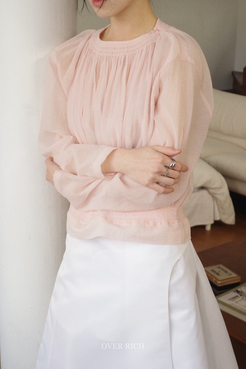 OVER RICH韓國代購女裝新品推薦休閑職業襯衫蕾絲衫透視OVER RICH襯衫/蕾絲衫