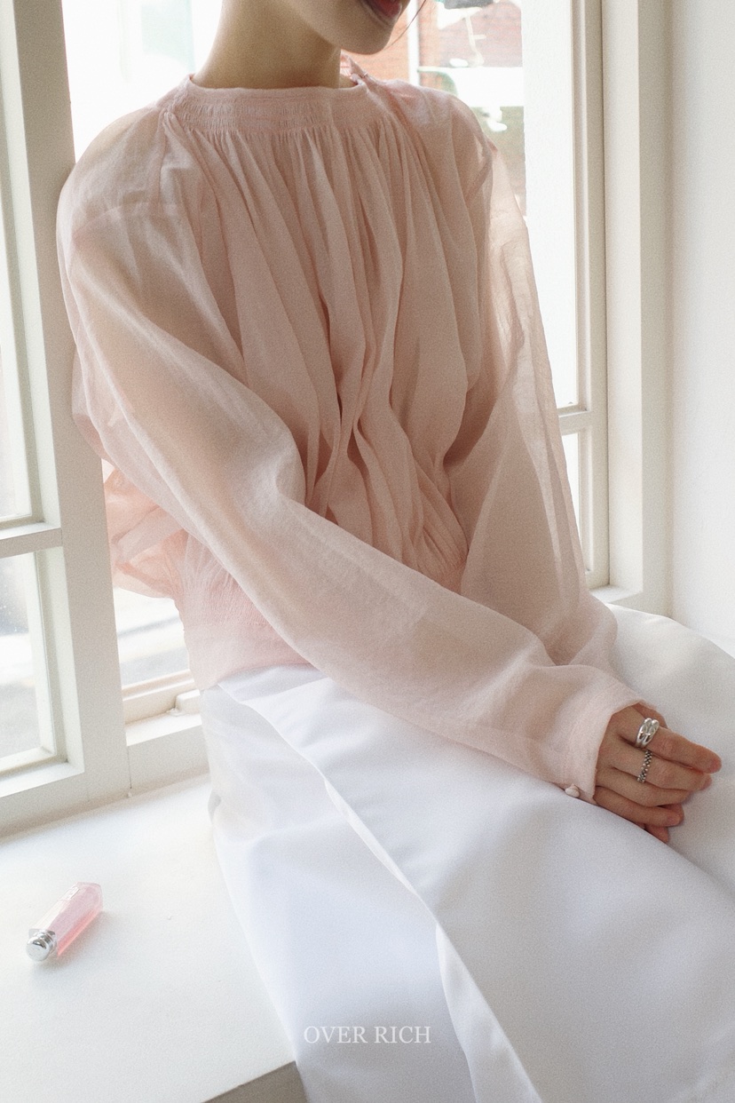 OVER RICH韓國代購女裝新品推薦休閑職業襯衫蕾絲衫透視OVER RICH襯衫/蕾絲衫