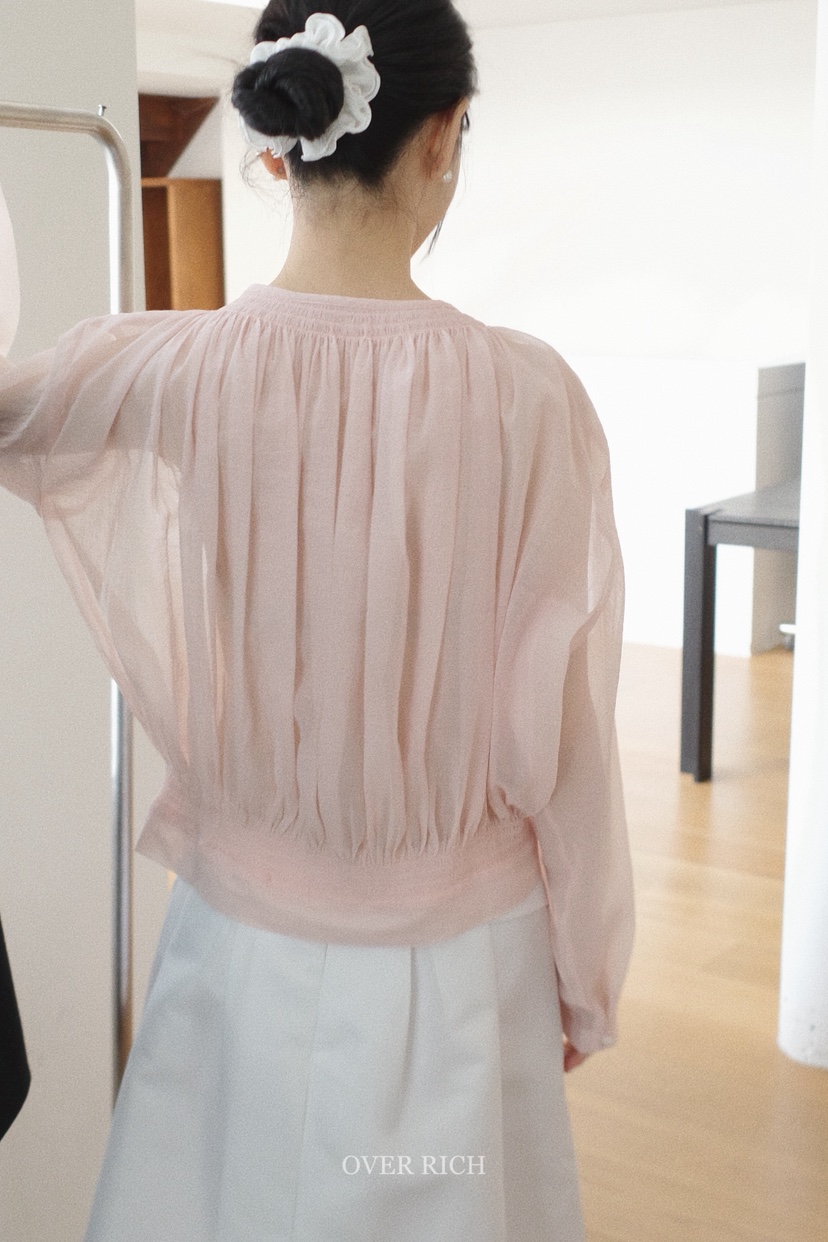 OVER RICH韓國代購女裝新品推薦休閑職業襯衫蕾絲衫透視OVER RICH襯衫/蕾絲衫