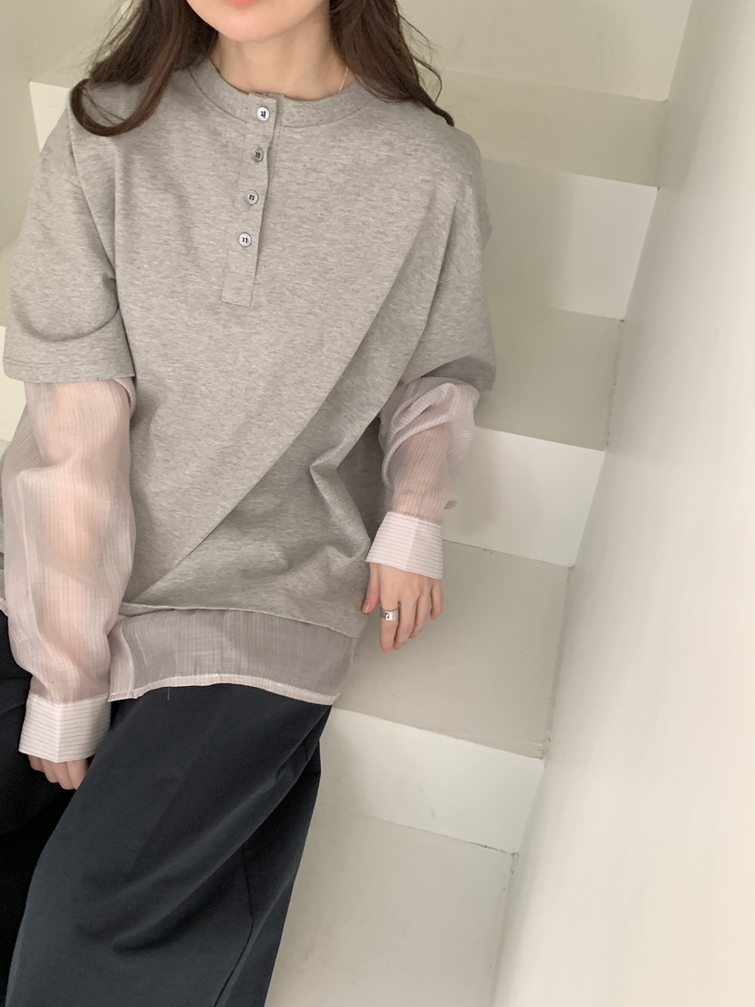 NOTHING韓國直郵女裝新品真品熱賣休閑推薦長袖T恤假兩件NOTHING長袖T恤