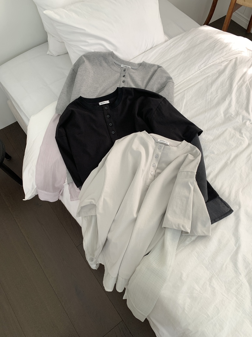 NOTHING韓國直郵女裝新品真品熱賣休閑推薦長袖T恤假兩件NOTHING長袖T恤