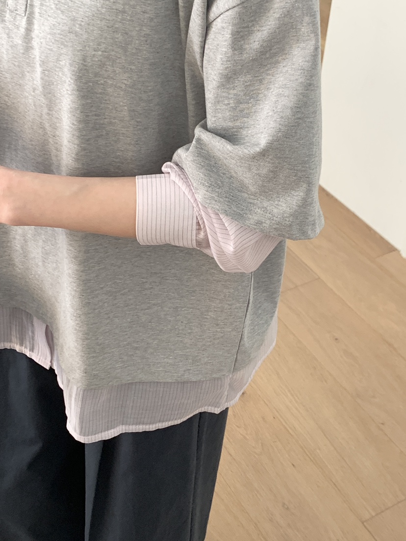 NOTHING韓國直郵女裝新品真品熱賣休閑推薦長袖T恤假兩件NOTHING長袖T恤