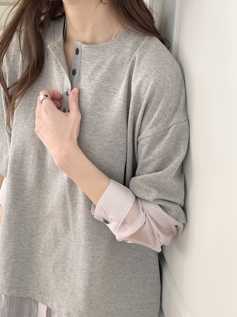 NOTHING韓國直郵女裝新品真品熱賣休閑推薦長袖T恤假兩件NOTHING長袖T恤