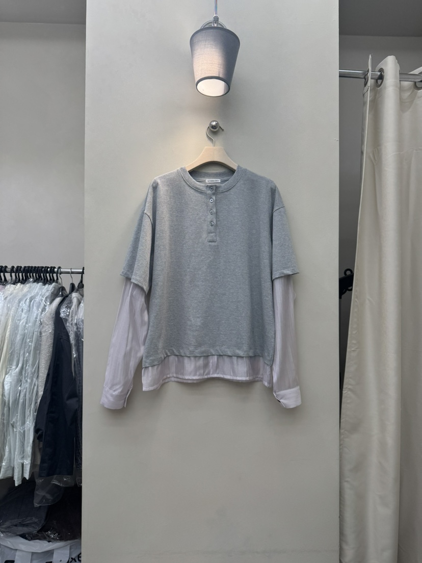 NOTHING韓國直郵女裝新品真品熱賣休閑推薦長袖T恤假兩件NOTHING長袖T恤圖色2