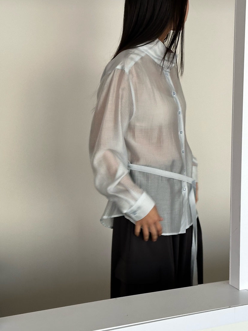 LE VASE東大門代購女士新品推薦時尚熱賣襯衫蕾絲衫含腰帶LE VASE襯衫/蕾絲衫