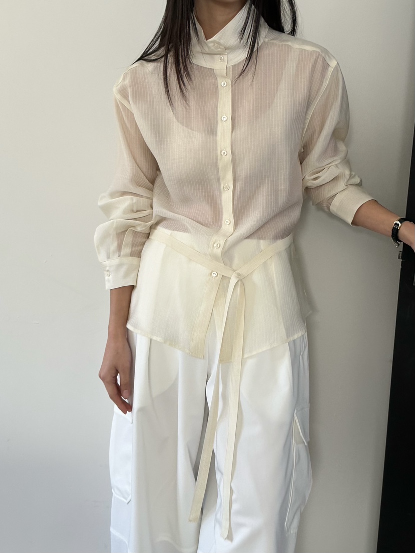 LE VASE東大門代購女士新品推薦時尚熱賣襯衫蕾絲衫含腰帶LE VASE襯衫/蕾絲衫