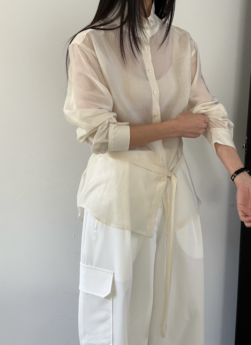 LE VASE東大門代購女士新品推薦時尚熱賣襯衫蕾絲衫含腰帶LE VASE襯衫/蕾絲衫