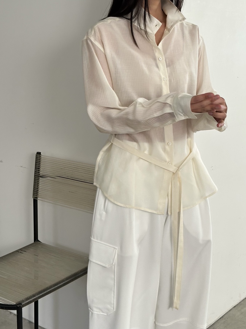 LE VASE東大門代購女士新品推薦時尚熱賣襯衫蕾絲衫含腰帶LE VASE襯衫/蕾絲衫