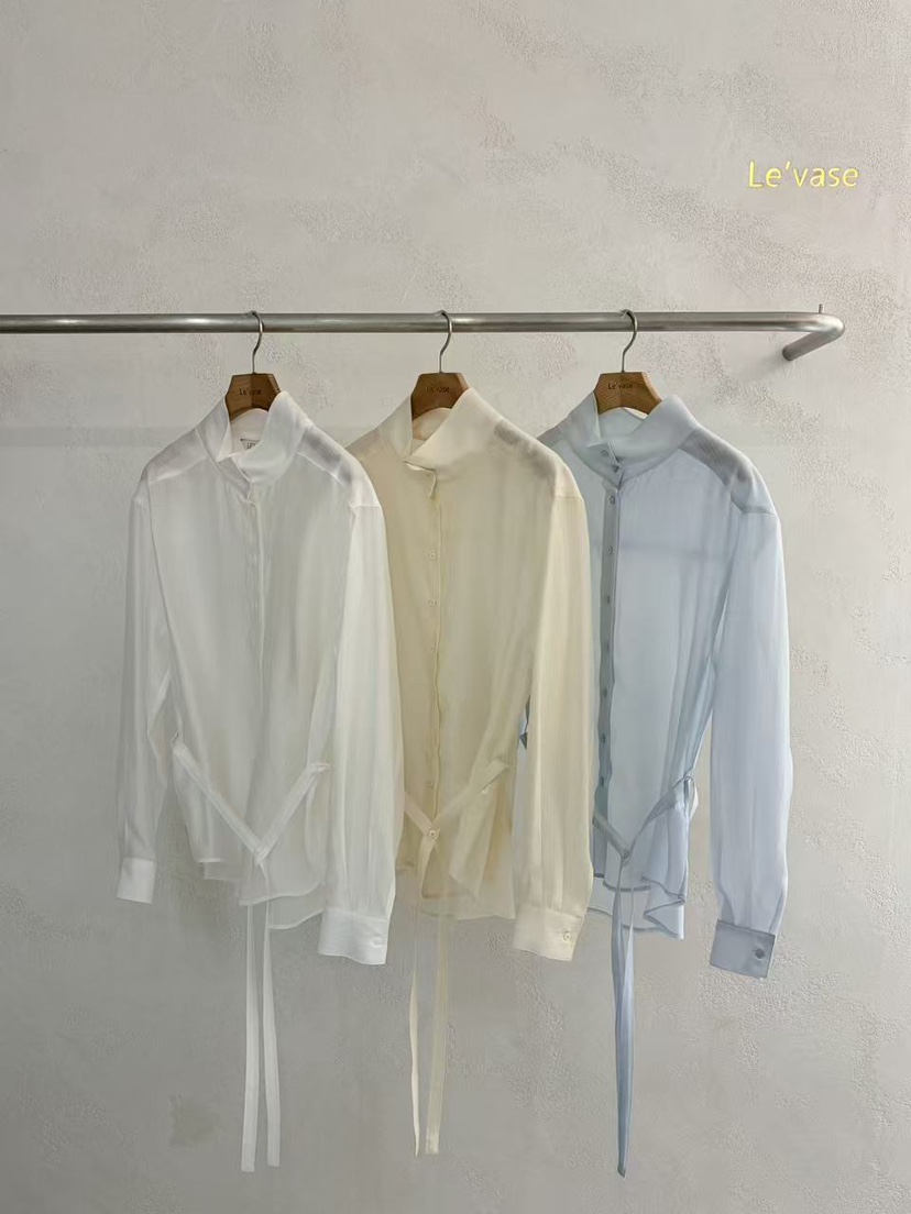 LE VASE東大門代購女士新品推薦時尚熱賣襯衫蕾絲衫含腰帶LE VASE襯衫/蕾絲衫