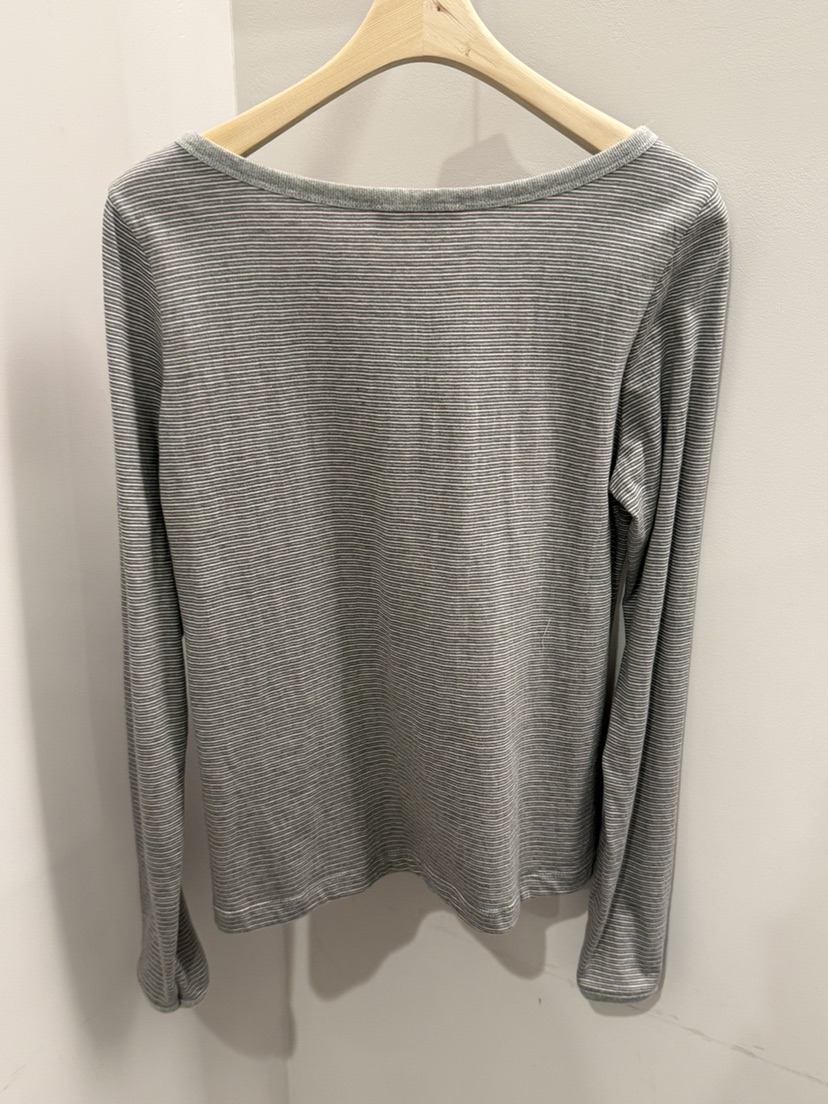 LEGACY東大門實拍女裝新品人氣26春夏職業長袖T恤條紋紐扣LEGACY長袖T恤