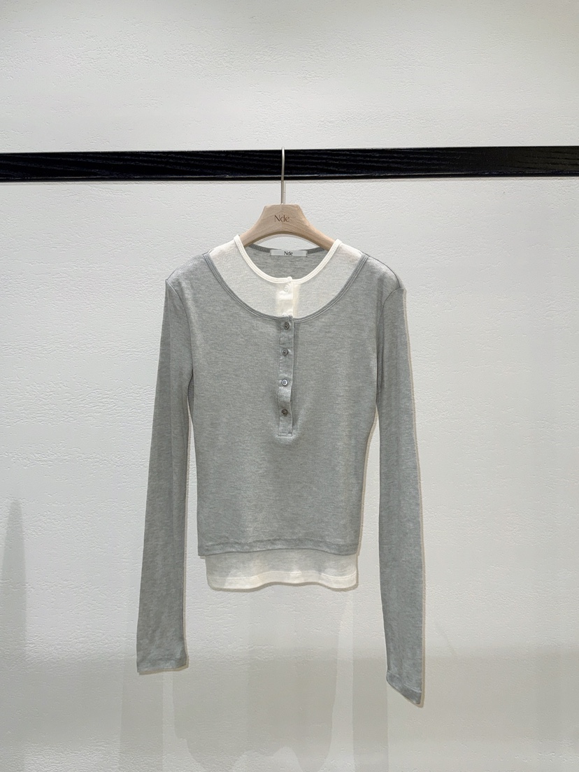 NDE韓國代購女士新款熱賣26春夏職業人氣真品時尚長袖T恤BOHEME_NDE長袖T恤圖色1