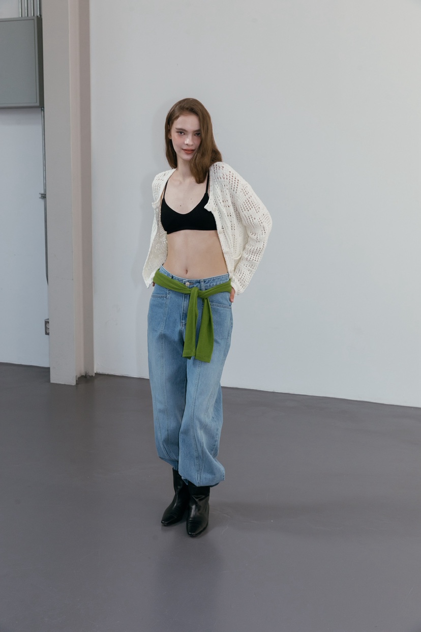 UNBOUND東大門代購女裝新品人氣職業熱賣時尚26春夏牛仔褲V領UNBOUND牛仔褲