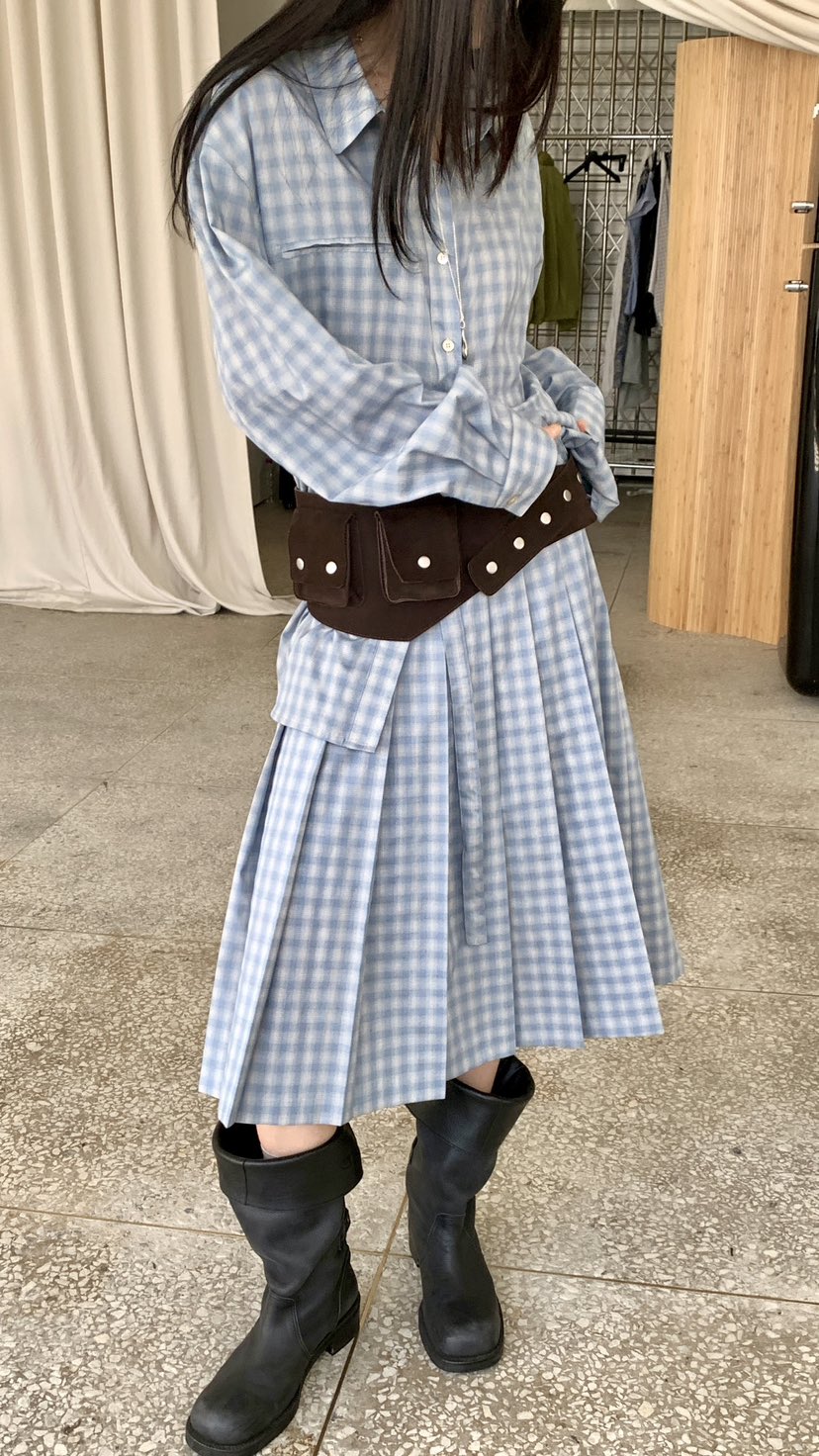 OVER RICH韓國代購女士新品26春夏時尚真品人氣長裙含腰帶OVER RICH長裙