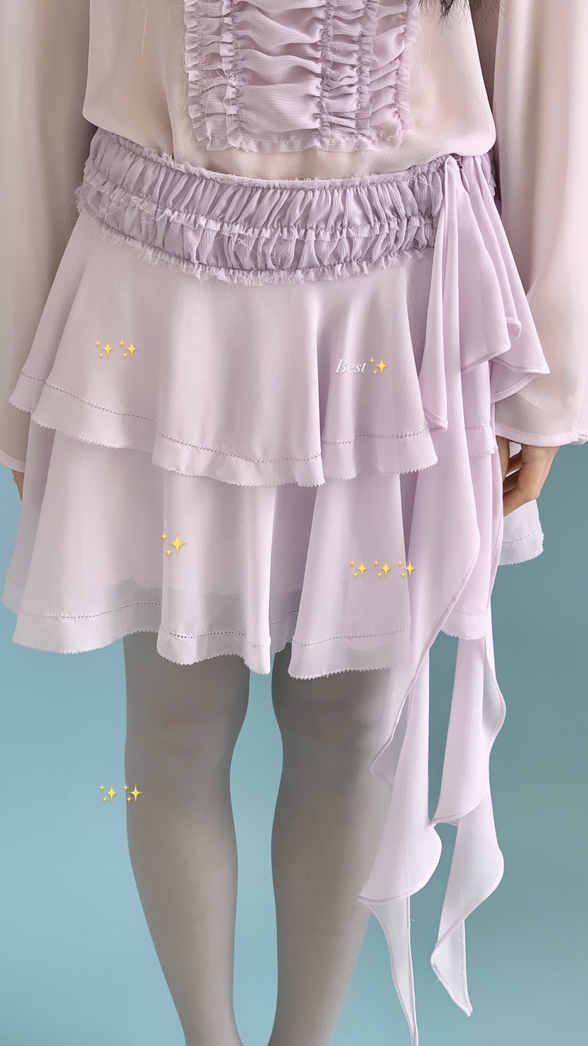 OVER RICH韓國代購女裝新款真品熱賣休閑時尚短裙荷葉邊OVER RICH短裙