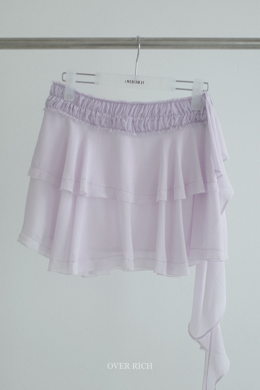OVER RICH韓國代購女裝新款真品熱賣休閑時尚短裙荷葉邊OVER RICH短裙圖色1