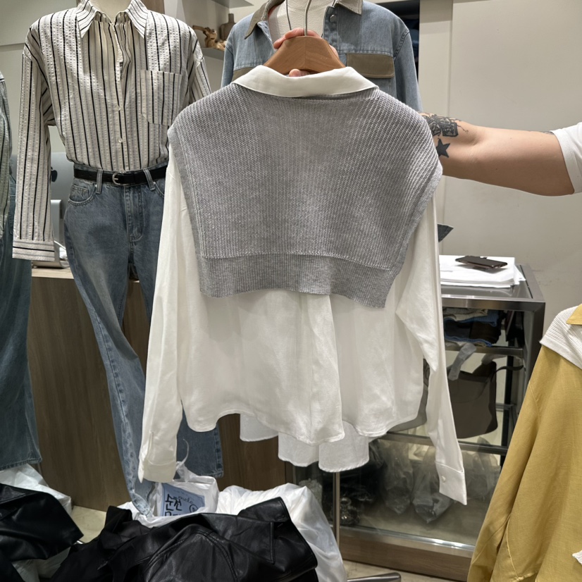 MELO東大門實拍女裝新品時尚休閑職業襯衫蕾絲衫不含披肩MELO襯衫/蕾絲衫