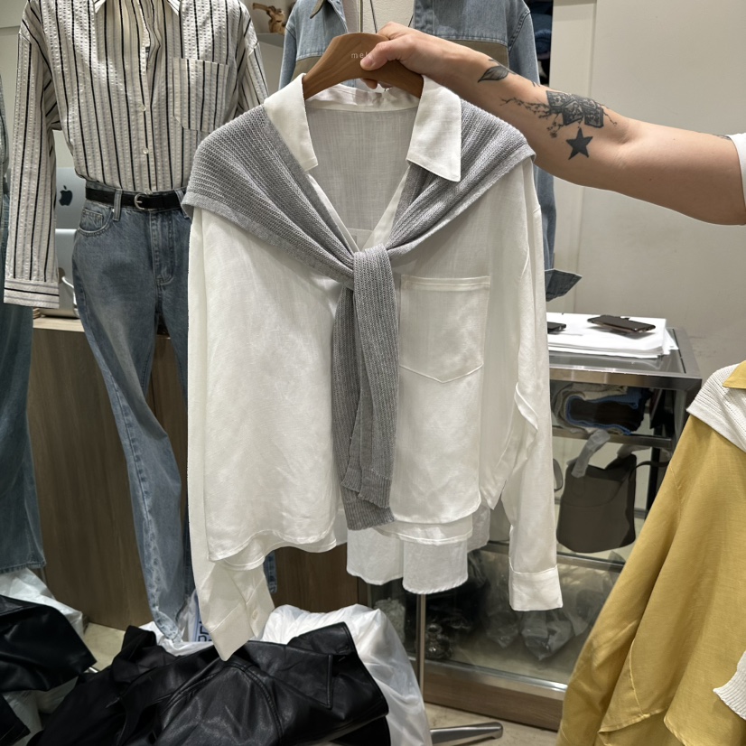 MELO東大門實拍女裝新品時尚休閑職業襯衫蕾絲衫不含披肩MELO襯衫/蕾絲衫圖色1