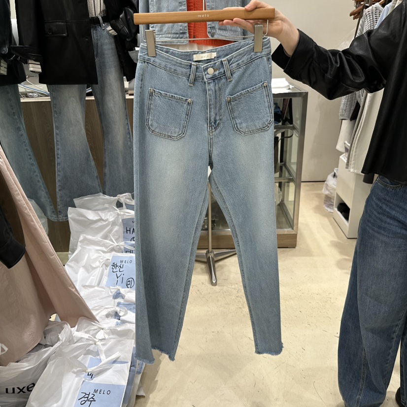 MELO韓國代購女士新款人氣26春夏職業休閑真品熱賣牛仔褲MELO牛仔褲圖色1