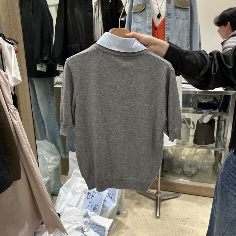 MELO東大門實拍女士新款熱賣26春夏職業人氣T恤假兩件混紡MELOT恤