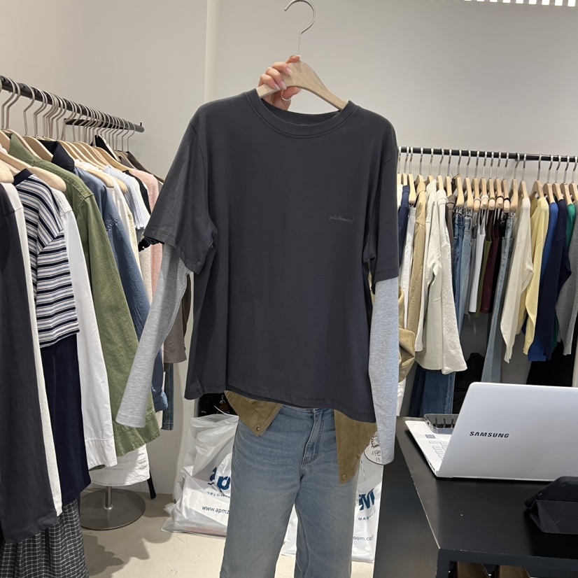 PLATE東大門直郵女裝新品26春夏人氣職業休閑長袖T恤假兩件PLATE長袖T恤圖色1