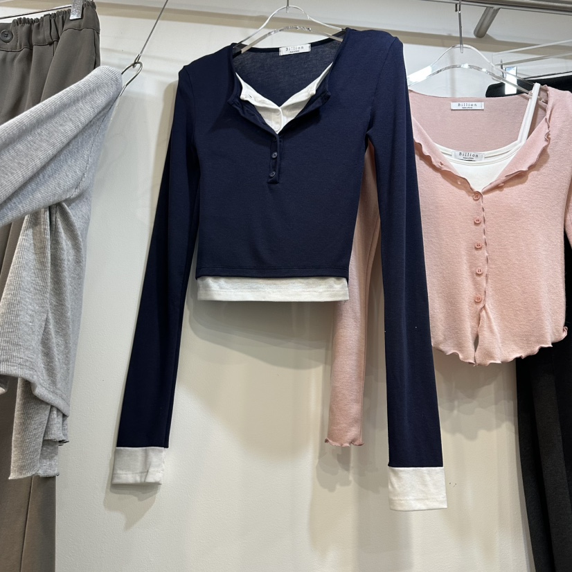 BILLION-L韓國直郵女裝新款真品職業熱賣人氣長袖T恤假兩件BILLION-L長袖T恤圖色3