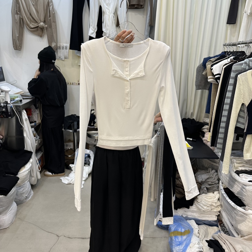 BILLION-L韓國直郵女裝新款真品職業熱賣人氣長袖T恤假兩件BILLION-L長袖T恤圖色5