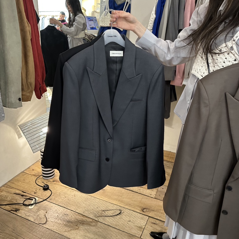 CREAM VILLA韓國直郵女裝新品休閑夾克CREAMVILLA夾克圖色2灰色