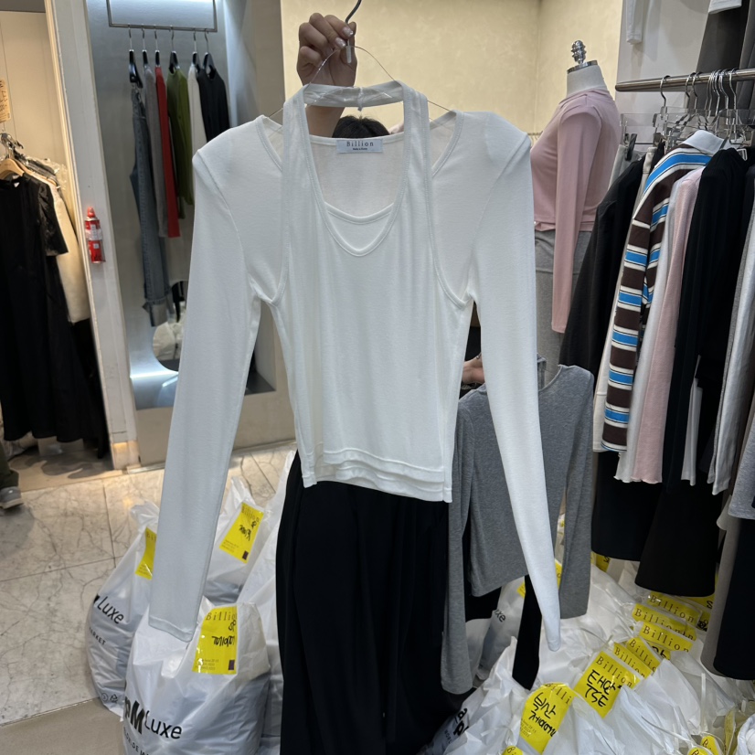 BILLION-L韓國代購女裝新款26春夏休閑職業長袖T恤假兩件BILLION-L長袖T恤圖色1