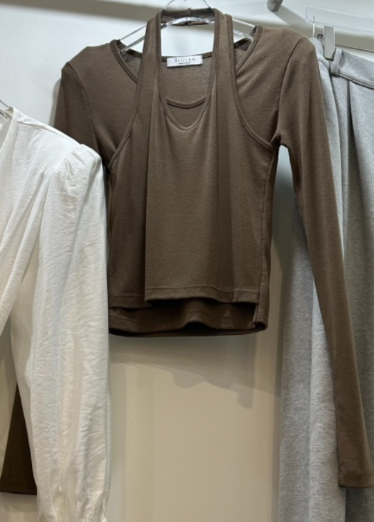 BILLION-L韓國代購女裝新款26春夏休閑職業長袖T恤假兩件BILLION-L長袖T恤圖色2