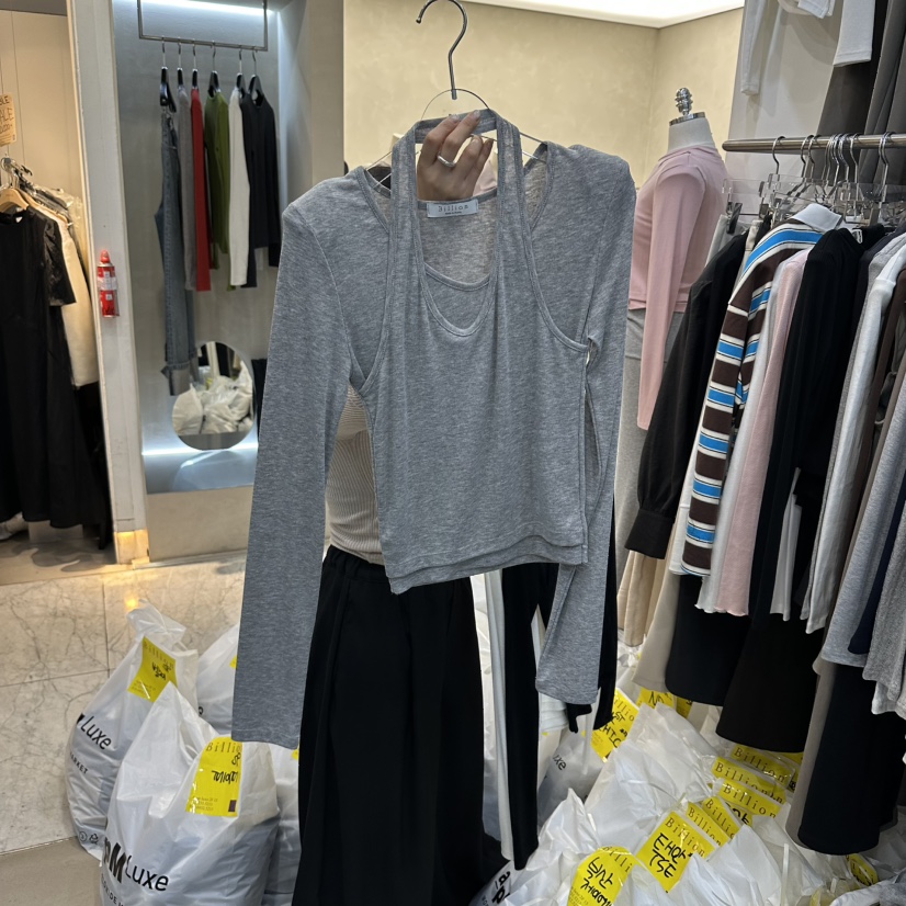 BILLION-L韓國代購女裝新款26春夏休閑職業長袖T恤假兩件BILLION-L長袖T恤圖色3