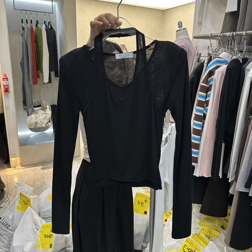 BILLION-L韓國代購女裝新款26春夏休閑職業長袖T恤假兩件BILLION-L長袖T恤圖色4