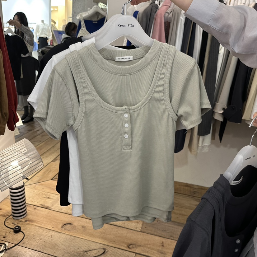 CREAM VILLA東大門實拍女士新品推薦吊帶背心不含內搭CREAMVILLA吊帶/背心圖色1