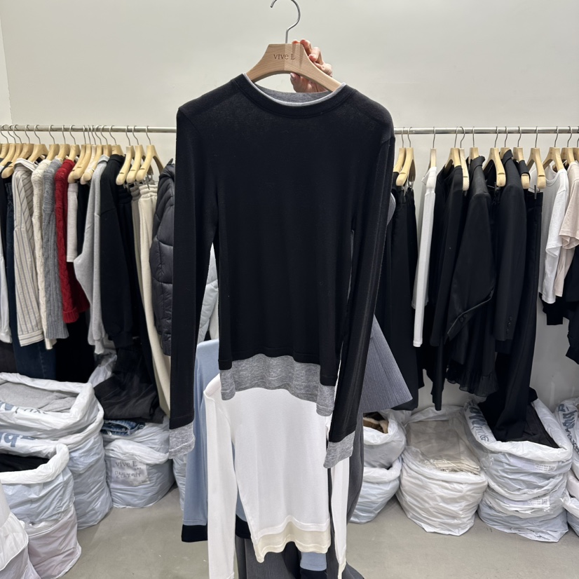 VIVEL韓國直郵女士新品職業真品時尚休閑推薦長袖T恤假兩件VIVEL長袖T恤圖色3
