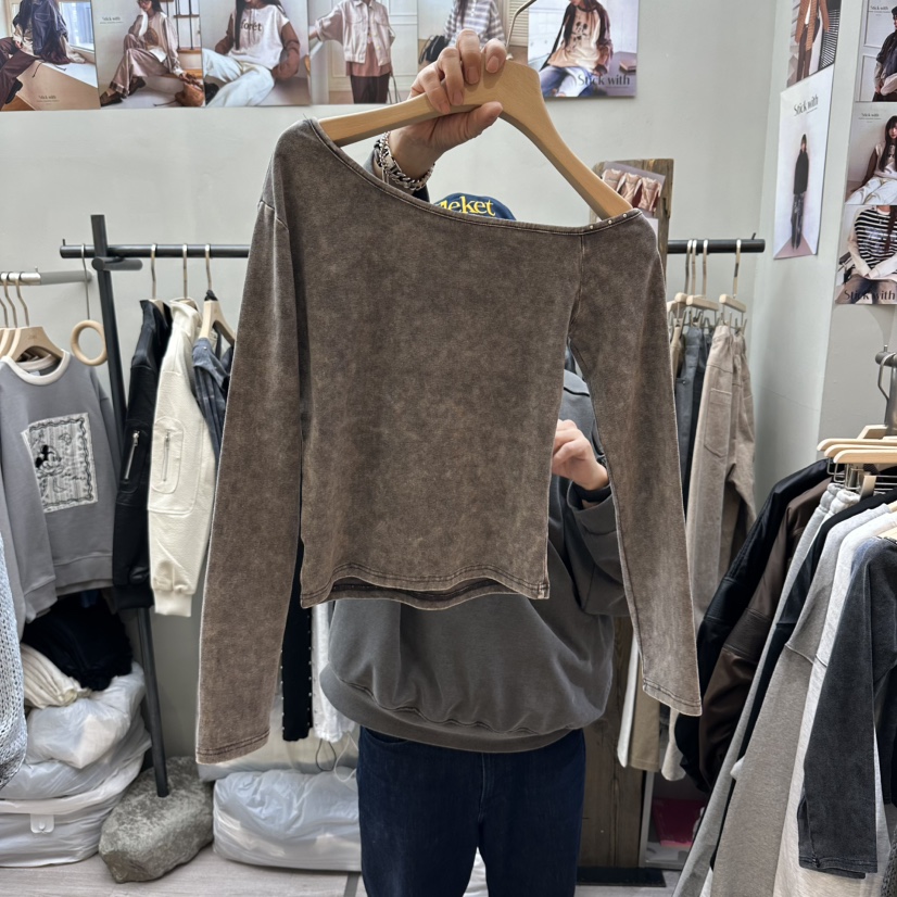 STICK WITH東大門直郵女裝新品人氣職業真品26春夏長袖T恤STICK WITH長袖T恤