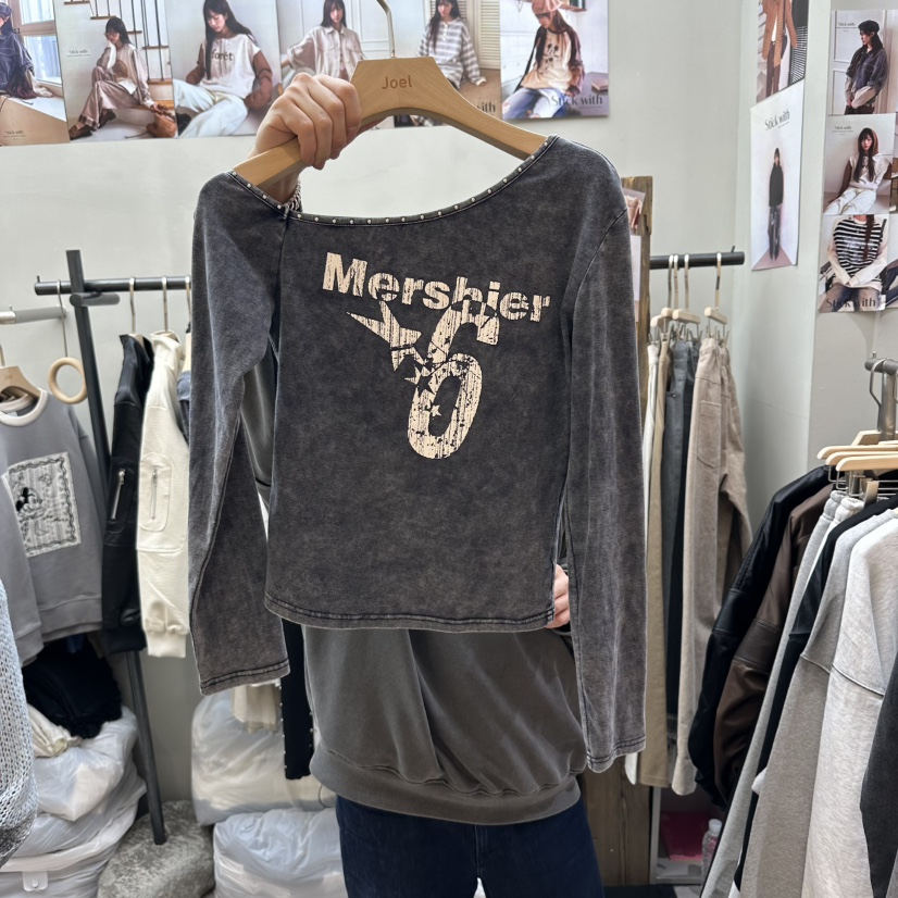 STICK WITH東大門直郵女裝新品人氣職業真品26春夏長袖T恤STICK WITH長袖T恤圖色3