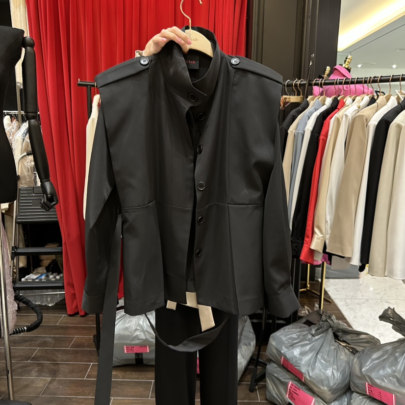 HERISH-HAUTE東大門實拍女士新品休閑熱賣夾克含腰帶高領HERISH-HAUTE夾克圖色3