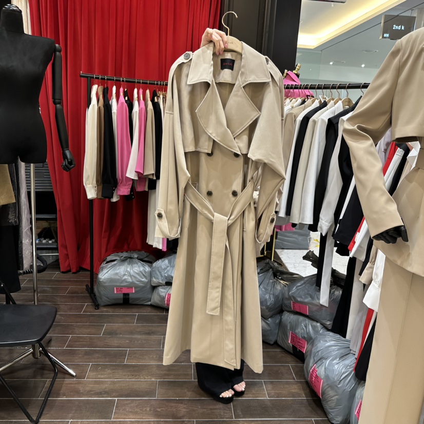 HERISH-HAUTE東大門實拍女士新款人氣26春夏長款風衣含腰帶HERISH-HAUTE長款風衣圖色2