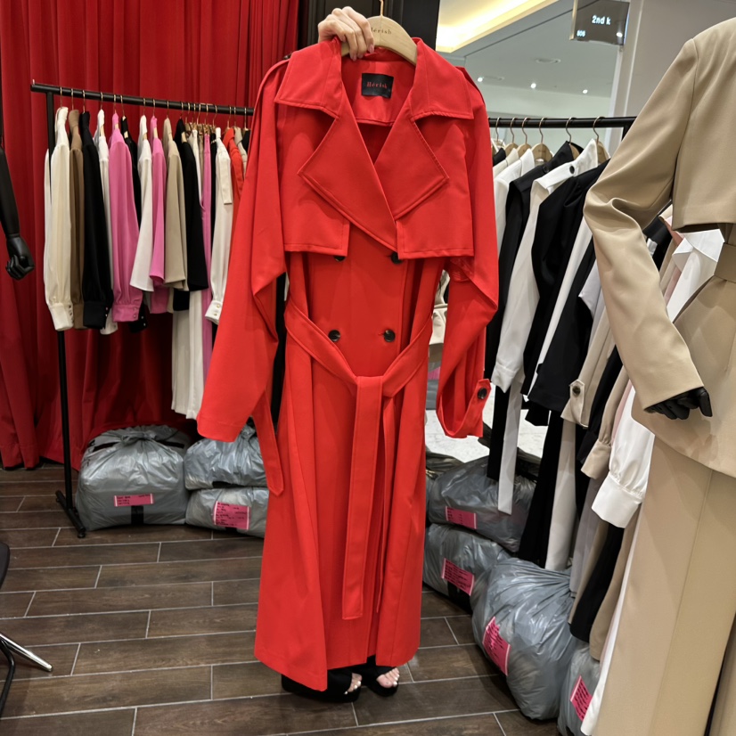 HERISH-HAUTE東大門實拍女士新款人氣26春夏長款風衣含腰帶HERISH-HAUTE長款風衣圖色3