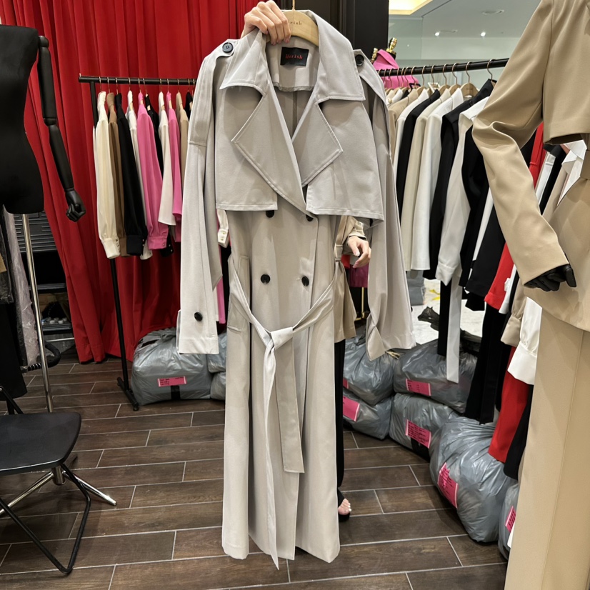 HERISH-HAUTE東大門實拍女士新款人氣26春夏長款風衣含腰帶HERISH-HAUTE長款風衣圖色4