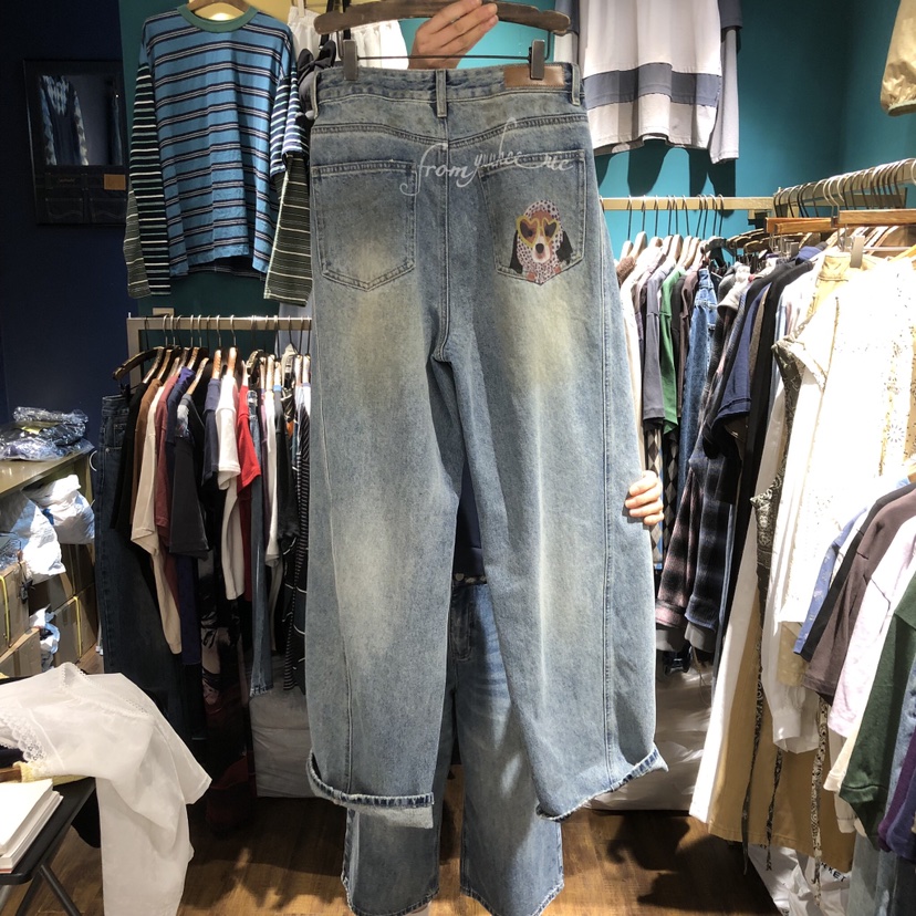 MERCI LINDA韓國直郵女裝新款推薦休閑熱賣人氣牛仔褲復古MERCI LINDA牛仔褲